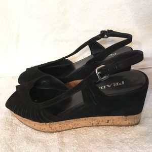 Prada Suede Wedge Heels